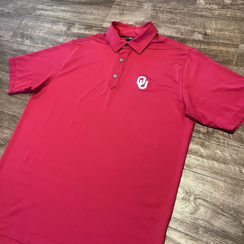 FootJoy OU Polo Shirt Mens M Red Performance Golf Oklahoma Sooners FJ Logo